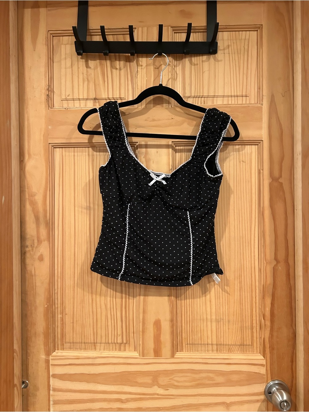 Source Unknown Black Polka Dot Bustier Camisole with White Trim